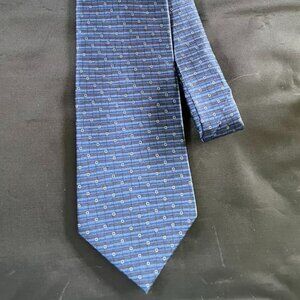 Men’s Stafford 100% Imported Silk Tie – Charcoal Gray & Blue Stripe Design